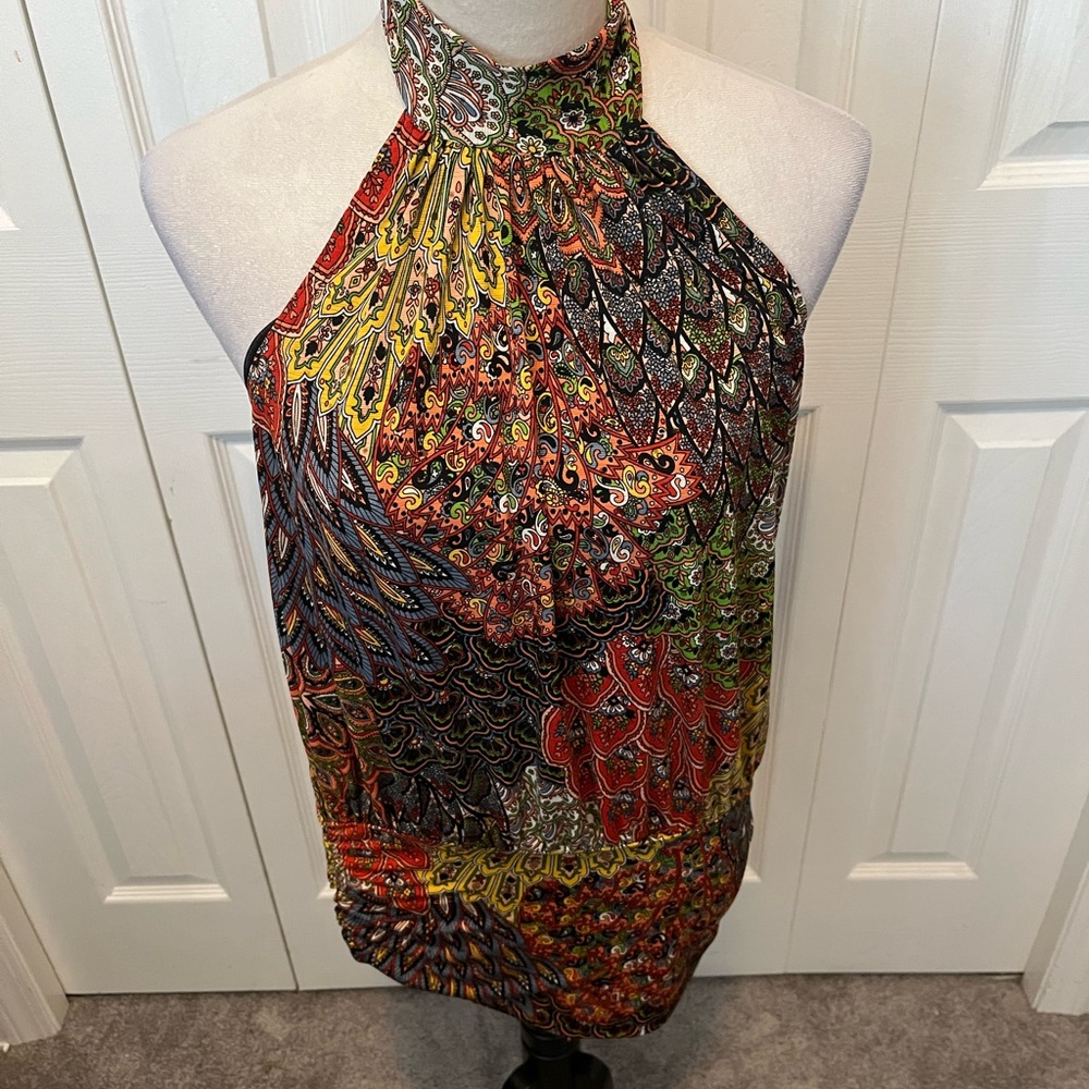 Joseph Ribkoff size 10 Sleeveless Halter Printed Party Top - Picture 3 of 16
